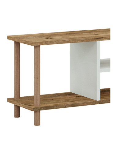 Стойка за телевизор Ærøskøbing с 2 отделения за съхранение 43 x 120 x 29 см вид на дърво/бяло []