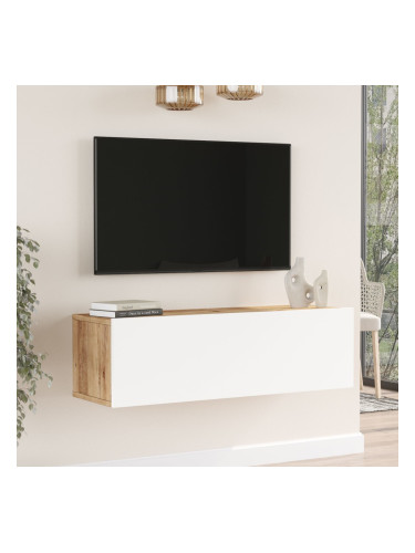 ТВ маса Lapinlahti 100 x 31,5 x 29,5 cm рустик дъб/бял []