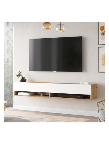 ТВ маса Laitila 180x31,5x29,5 см рустик дъб/бяло []