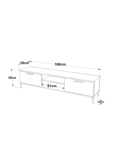 Стойка за телевизор Lempäälä с 2 отделения за съхранение 160 x 35 x 39 cm рустик дъб/антрацит []