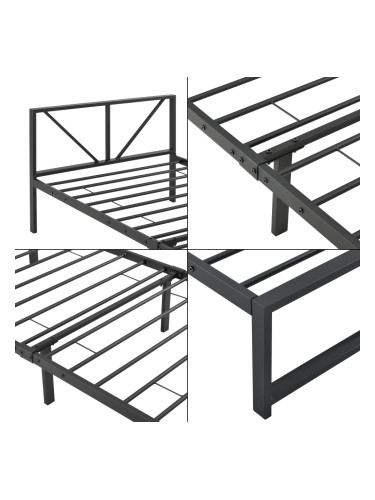 Метално легло Меран 90 х 200 см стоманено черно []