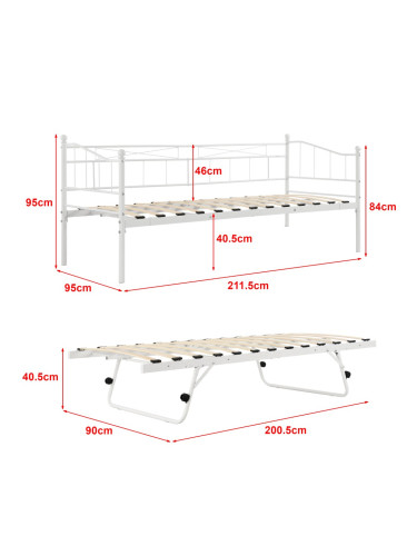 Метална кушетка Skutskär 90x200см бяла