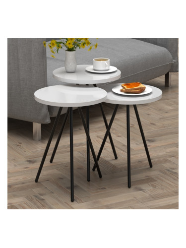 Маса за гнездене Ølgod комплект от 3 бели []