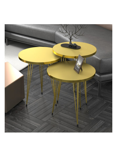 Маса за гнездене Skibby в комплект от 3 златни []