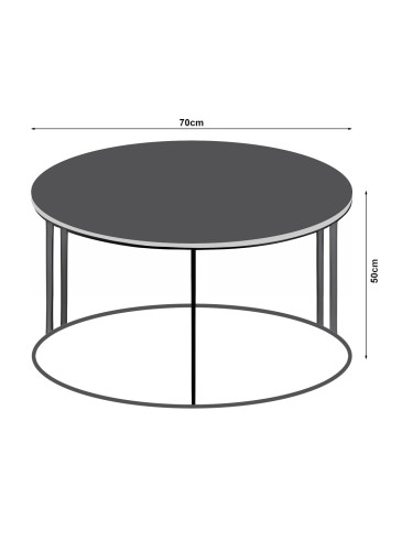 Маса за кафе Aulum 50 x 70 см мрамор, бяло / сребристо []
