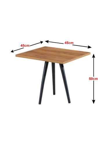 Маса за кафе Ballerup 50 x 45 x 45 см черно / визия на орех []
