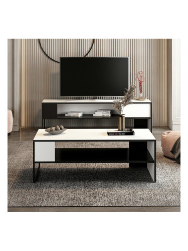 Холна маса Ejby 42x120x60 см бяло / черно []