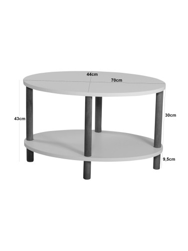 Маса за кафе Højreby с долен рафт 43 x 70 x 44 cm овален мрамор, черен []