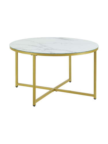 Маса за кафе Uppvidinge 45x80см мрамор, бяло/златно []