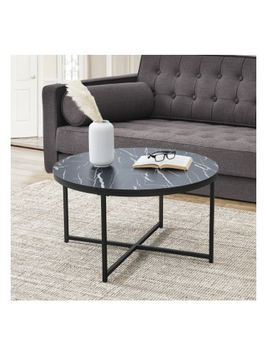 Маса за кафе Uppvidinge 45x80см мрамор / черен []