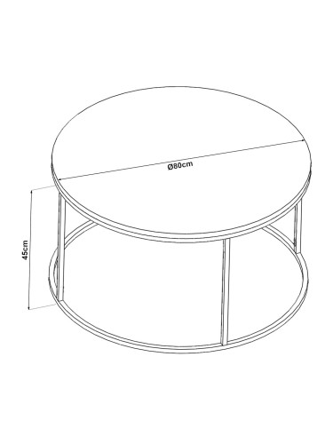 Холна маса Kolari от опушено стъкло 45 x Ø80 см черно/прозрачно []