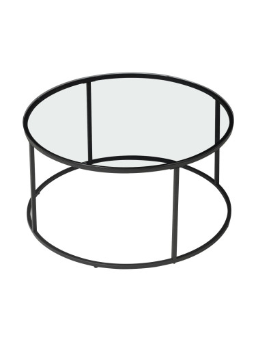 Холна маса Kolari от прозрачно стъкло 45 x Ø80 см черно/прозрачно []