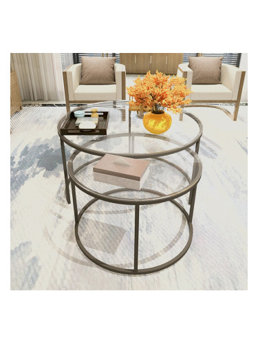 Комплект маса за гнездо Kokkola от 2 прозрачни стъклени []