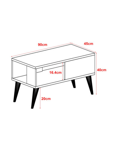 Холна маса Лудвика вид дъб / бяло []