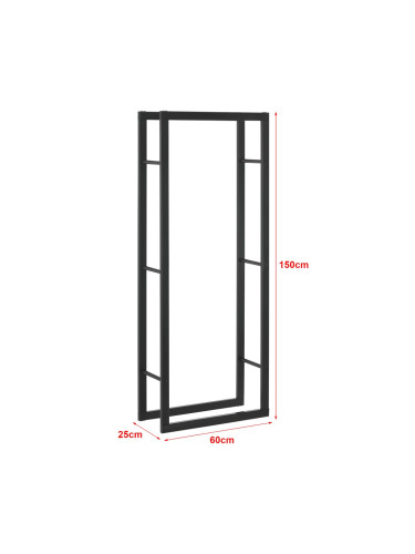 Стелаж за дърва Täby стомана 60x25x150cm черен []