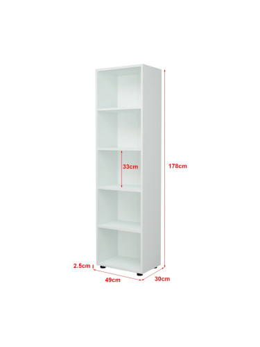 Библиотека Vara 178x49x30 см бяла []