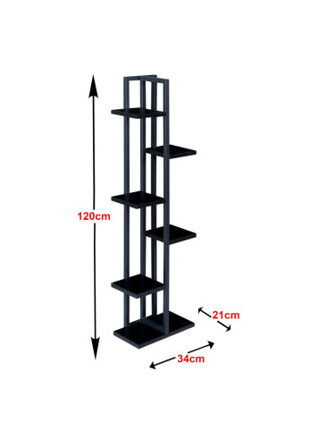 Рафт за растения Tohmajärvi метал 120x34x21cm черен []