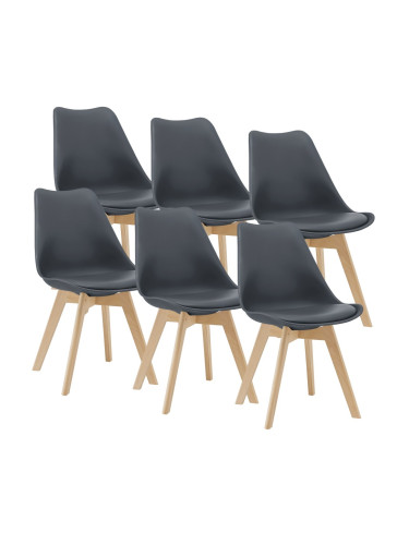 Стол за трапезария Fläten комплект 6 81x49 см сива PU изкуствена кожа