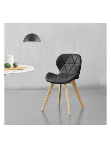 Комплект столове за трапезария Älmhult 4 81x57 см еко кожа черен