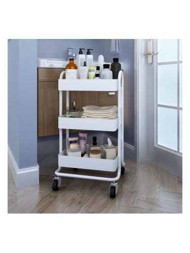 Кухненска количка Pyhäntä с 3 нива бяла []