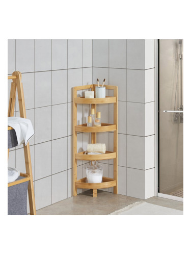 Бамбукова етажерка за баня Lestijärvi Ъглова етажерка с 4 рафта 80x23x23cm []