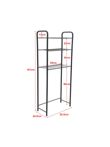Рафт за тоалетна Nordborg метал 161x52,5x24,5 см черен []