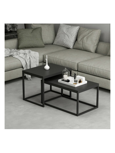 Маса за гнездо Aabenraa в комплект от 2 черни, мат []