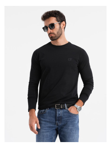 Ombre Men's SLIM FIT longsleeve with elastane and print - black
