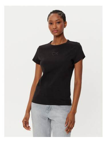 Calvin Klein Тишърт Satin K20K207974 Черен Regular Fit