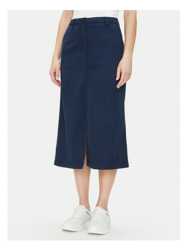Tommy Hilfiger Миди пола Co Blend Midi Skirt WW0WW44726 Тъмносин Regular Fit