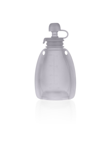 Zopa Silicone Refillable Baby Food Pouch детски храни в пауч опаковка 0 m+ Transparent Grey 120 мл.