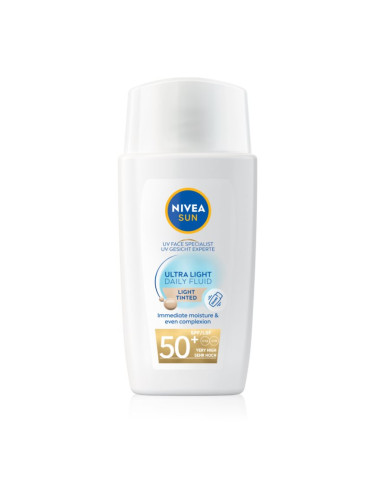 NIVEA SUN Ultra Light лек тониращ флуид SPF 50+ цвят Light 40 мл.
