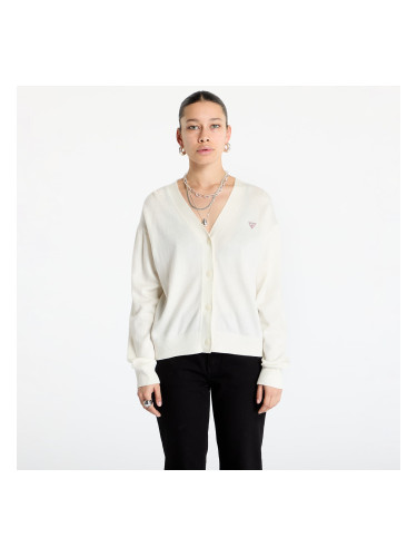 Пуловер Guess JEANS Silk and Wool-Blend Mini Triangle Cardigan Warm White M