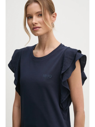 Памучна тениска Liu Jo в тъмносиньо TA5178 J5904
