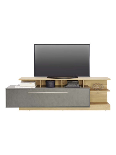 ТВ ШКАФ ЛИМИТ С 1 ВРАТА В ДЪБОВА ТЕКСТУРА И СИВ ЦВЯТ 220/40/68.5 СМ