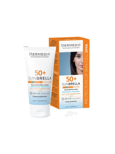 DERMEDIC SUNBRELLA Слънцезащитен крем за лице SPF 50+  за мазна и комбинирана кожа Слънцезащитен продукт унисекс 50ml