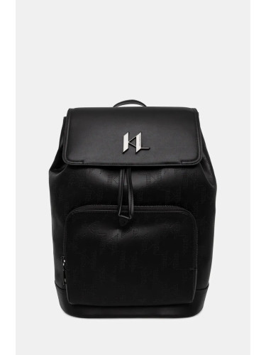 Раница Karl Lagerfeld K/PLAK в черно голям размер с изчистен дизайн 246M3077