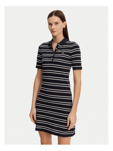 Gant Ежедневна рокля Striped Shield 4200571 Тъмносин Slim Fit