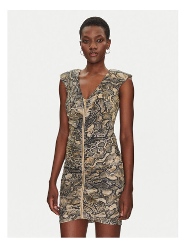 Just Cavalli Коктейлна рокля 78PAO949 Кафяв Slim Fit