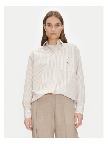 Calvin Klein Jeans Риза J20J224436 Бежов Relaxed Fit