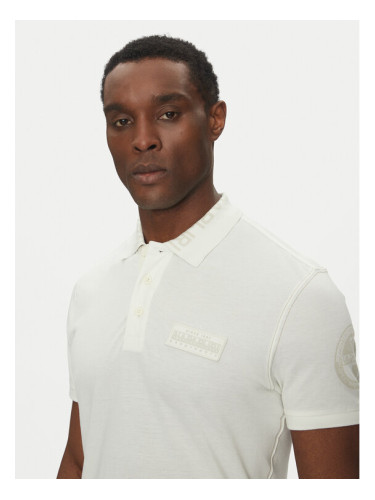 Napapijri Тениска с яка и копчета E-Amundsen NP0A4IN9 Екрю Regular Fit