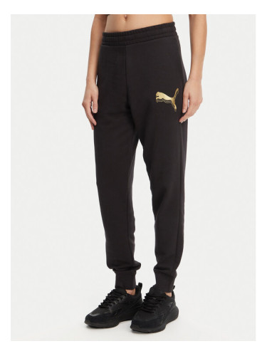 Puma Долнище анцуг Ess Metallic 684999 Черен Regular Fit