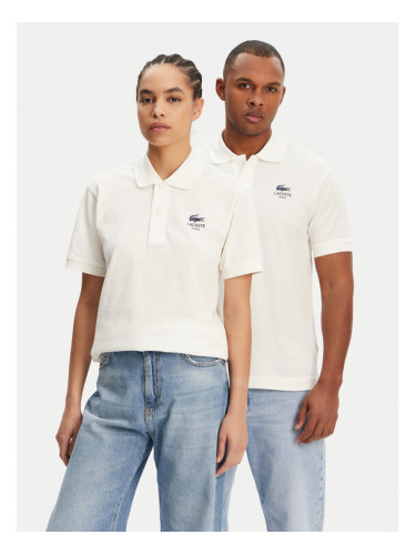 Lacoste Тениска с яка и копчета PH2723 Екрю Regular Fit