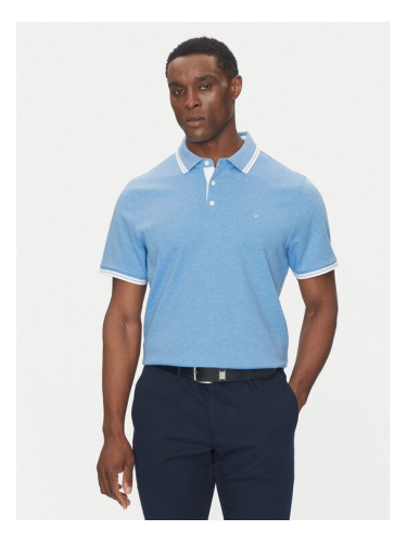 Michael Kors Тениска с яка и копчета CS2512720B Син Regular Fit