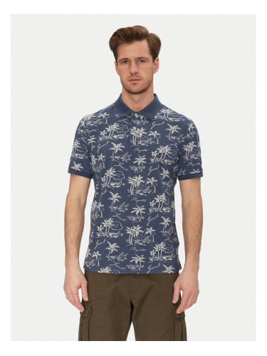 Gant Тениска с яка и копчета 2014058 Тъмносин Regular Fit