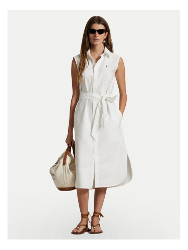 Polo Ralph Lauren Рокля тип риза 211965853001 Бял Regular Fit