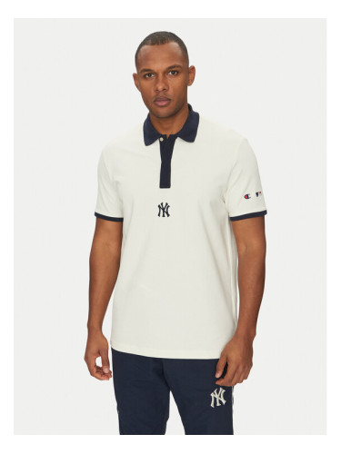 Champion Тениска с яка и копчета 221044 Бял Regular Fit