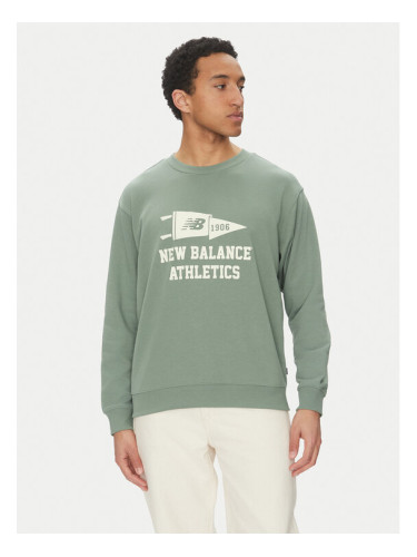 New Balance Суитшърт MT51929DKJ Зелен Relaxed Fit