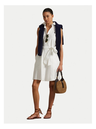 Polo Ralph Lauren Рокля тип риза 211906437001 Бял Regular Fit