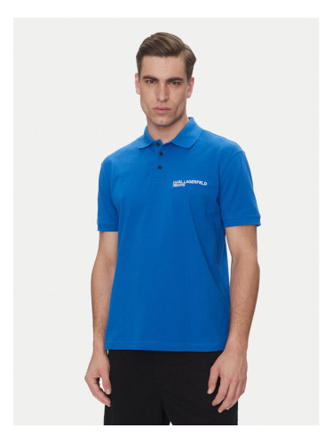 Karl Lagerfeld Jeans Тениска с яка и копчета A2M17094 Син Regular Fit